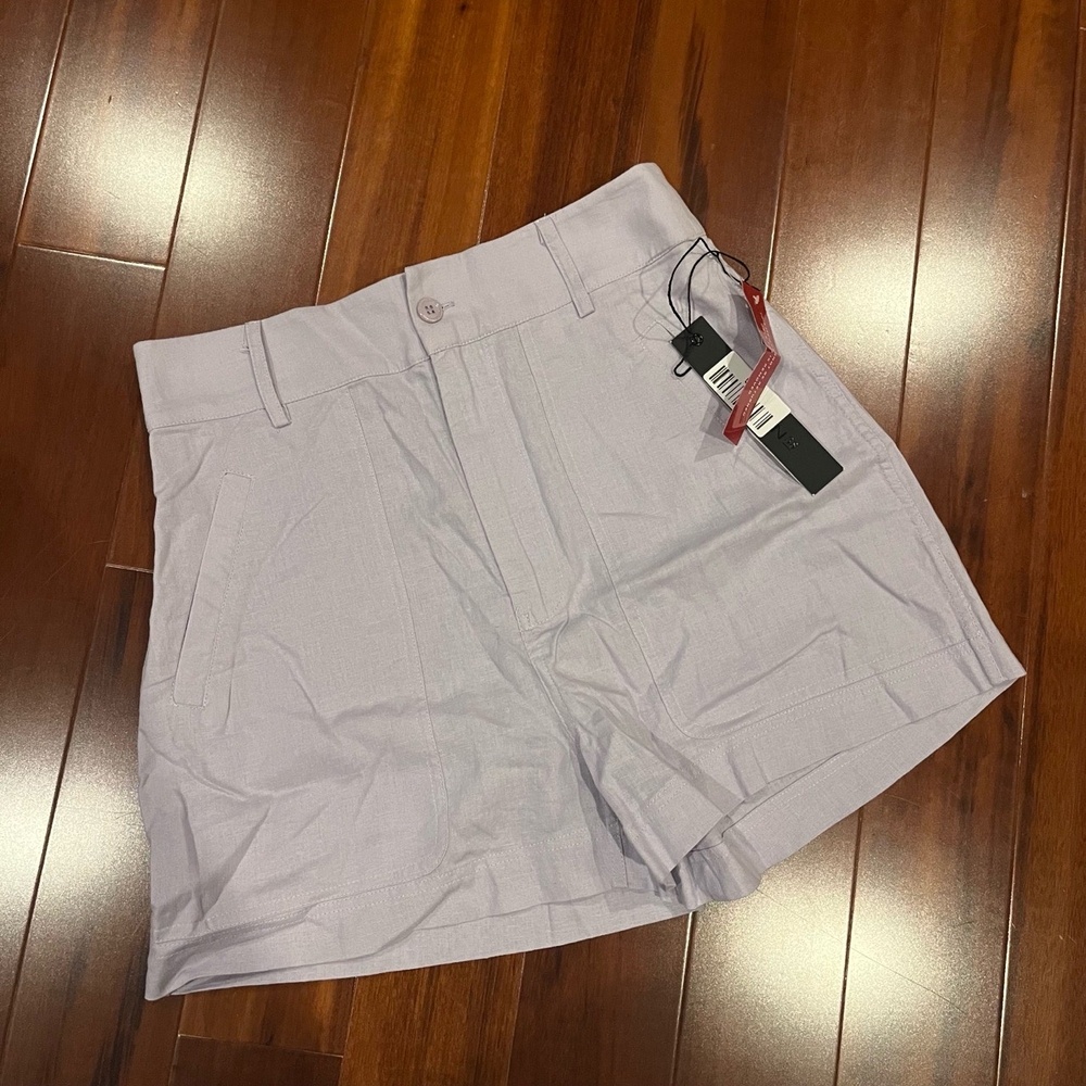 New NWT CARBON38 Linen Shorts Utility Lavender Purple‎ High Waist Size XS
